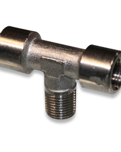 T-piece brass nickel plated 2x1/8" female 1x1/8" male conic